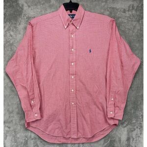 Polo Ralph Lauren Blake Shirt Size M Red Houndstooth Long‎ Sleeve Button Up Pony